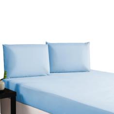 Imagem de Jogo de Lençol Azul Kit Micropercal 3 Pçs Colchão Queen Size