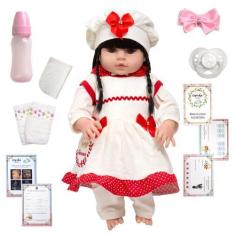 Imagem de Boneca Reborn Morena Siliconada Pode Dar Banho Com Chupeta - Cegonha R