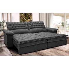 Imagem de Sofá Retrátil e Reclinável 2,52m Molas Ensacadas Cama Inbox Alemanha de Viscoelástico Velusoft Cinza