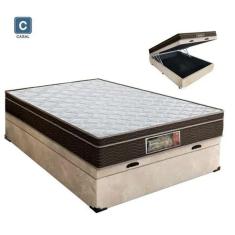 Imagem de Cama Box casal com baú + Colchão Molas Ensacada 1,38 x 1,88 x 24 cm borda periometral