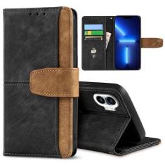 Imagem de GANGANPRO Coldre de couro para celular de negócios para celular Nothing Phone 2, capa flip antiderrapante resistente a arranhões com suporte para cartão, capa carteira com suporte de 6,7 polegadas -