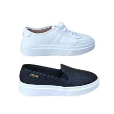 Imagem de Combo dois tenis feminino casual social branco preto slip on - Nech, 3