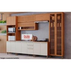 Imagem de Cozinha Modulada Completa Requinte 7 Peças (2Aéreos+2Balcões+2Paneleiros+1Complemento) CZ103 Nature/Nature/Areia - Henn