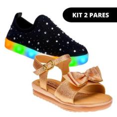 Imagem de Kit 2 Pares Sandália Tênis Infantil Sapato Feminino Menina Escolar - C