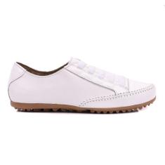 Imagem de Tênis Feminino Mocatênis Branco Elástico Izabela Araújo Couro, Branco,