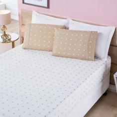 Imagem de Jogo de Cama Queen Petit Poá 200 Fios Toque Macio 03 Peças Caqui - BIA