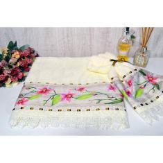 Imagem de Jogo de Toalhas Rosto e Mão - Flores