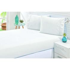 Imagem de Lençol Percal Algodão Solteiro 02 Peças Ponto Palito Branco