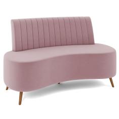 Imagem de Sofá 2 Lugares Para Sala Living 135cm Pés Palito Tamar K04 Veludo Rosê - Mpozenato