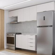 Imagem de Cozinha Modulada 4 Peças sem Tampo 3 Aéreos 5 Portas e 1 Balcão Ipanema Cabecasa Madeiramadeira Branco