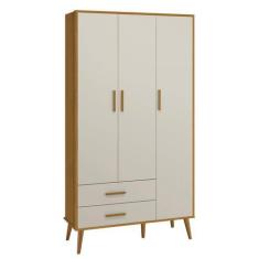 Imagem de Guarda-Roupa Retrô 3 Portas Isis Areia Fosco Com Savana Fosco - Moveis
