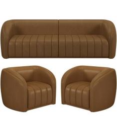 Imagem de Kit Sofá 05 Lugares Para Sala 332 cm com 02 Poltronas Lazio M03 materi