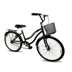 Imagem de Bicicleta Aro 24 Passeio Retrô Vintage S/ Marchas Com Cesta - Maria Cl