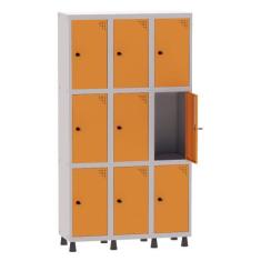 Imagem de Armário Guarda Volume Locker Roupeiro 3 Vãos 9 Portas Aço GRP503/9 Cin