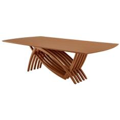 Imagem de Mesa para Sala de Jantar Vênus 240cm Madeira Tampo Barril Laminado Moderna Mobília
