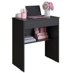 Imagem de Escrivaninha Com Gaveta Computador Prateleira Quarto Home Office(Preto)