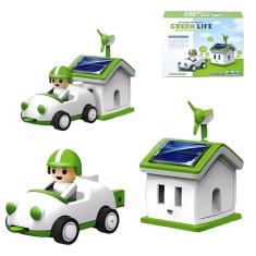 Imagem de Kit infantil robo solar 3 em 1 educativo recarregavel carrinho E casa brinquedo robotica com catavento