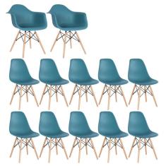 Imagem de Conjunto 2 X Cadeiras Eames Daw Com Braços + 10 Cadeiras Eiffel Dsw - Turquesa