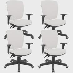 Imagem de Kit 04 Cadeiras de Escritório Diretor Office Giratória Preto Alta Flexi P03 Vinil Branco - Lyam