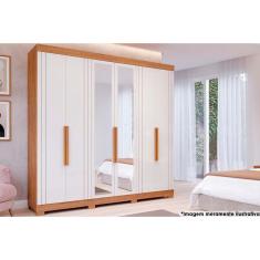 Imagem de Guarda Roupa 6 Portas e 6 Gavetas c/ Espelho e Pés Cecilia Cinamomo/Off White - Panan
