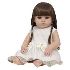 Imagem de Boneca Reborn Realista Menina Morena Corpo de Vinil 13 Itens