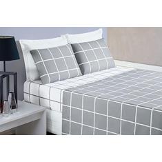 Imagem de Jogo De Cama Austin Lençol Casal King 04 Peças 200 Fios Estampado Cinza
