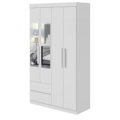 Imagem de Guarda-Roupa Solteiro Zeus 4 Portas 2 Gavetas Com Espelho Branco