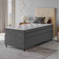 Imagem de Conjunto Cama Box Solteiro Zoe Com Molas Ensacadas 088 x 188 x 65 Cinza