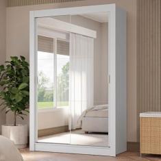 Imagem de Guarda-roupa Solteiro 2 Portas de Correr com Espelhos 4 Gavetas Branco Vivare Plus Madesa