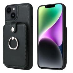 Imagem de Capa de telefone tipo carteira com anel de dedo para iPhone 15 Pro Max 14 13 12 11 Pro Max 15Plus Couro com suporte para cartões Capa traseira, verde escuro, para iPhone 12Pro Max