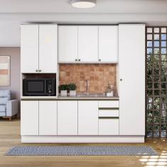 Imagem de Cozinha Compacta com Kit Forno Celeste Kappesberg 100% mdf Branco 240cm