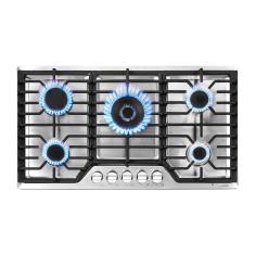 Imagem de Cooktop A Gás Amzchef 36 Com 5 Bocas Sabaf, Conversível Ng-lpg inox