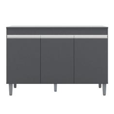 Imagem de Balcão Gabinete De Pia Com Tampo 120cm 3 Portas Manu - Ajl Móveis Cor Cinza