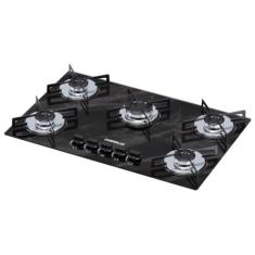 Imagem de Cooktop 5 bocas Chamalux ultra chama Bivolt Trempe de Chapa Mármore Preto