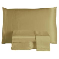 Imagem de Jogo Cama Lençol Splendore Casal Padrão Cetim Charmousse Alto Brilho 4 Peças - Dourado