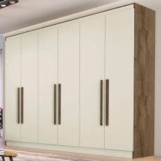 Imagem de Guarda-Roupa Casal Oslo 6 Portas 4 Gavetas 100% Mdf Brauna/Off White -