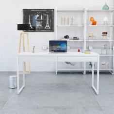 Imagem de Mesa para Escritório 150cm 2 Gavetas Kuadra Branco Chess/Est.Branca