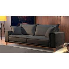 Imagem de Sofá Fixo 3 Lugares Luxo 200 cm Aquiles Cinza