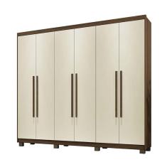 Imagem de Guarda Roupa Casal 6 Portas 4 Gavetas Verona Benetil Móveis Imbuia/Off White