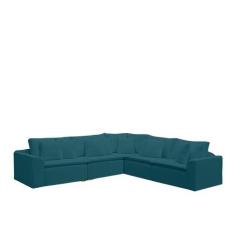 Imagem de Sofá Modular Rivieira Linho Azul Lux - Meu Estofado