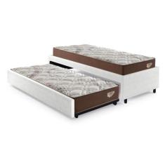 Imagem de Bicama Box Solteiro 126x208 material sintético Linho Branco com 2 Colc