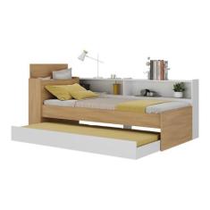 Imagem de Bicama de Solteiro com Colchão Incluso Baú Embutido e Prateleira Multimóveis Mp4259 Rustic/branco