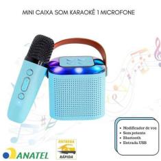 Imagem de Caixa De Som Portátil Com Microfone sem fio Karaokê Luzes LED infantil