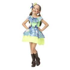 Imagem de Vestido de Festa Junina Infantil Gigi Azul e Verde - Fantasias Carol F