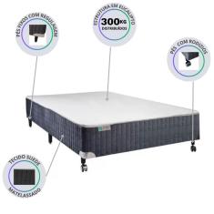 Imagem de Base Box Castor Silver Star Suede Cinza Casal 138X188x40 - Cama Estrutura Eucalipto 