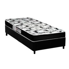 Imagem de Cama Box Solteiro: Colchão Espuma Luckspuma Roland Garros Pro + Base Crc Suede Black(88...