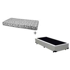 Imagem de Cama Box Solteiro 88 Tecido Sintético Branco com Colchão Nápoles Espuma D33 54x88x188