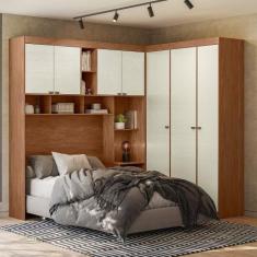 Imagem de Guarda Roupa De Canto Com 7 Portas 4 Gavetas E Cabeceira Lugano Santos