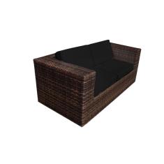 Imagem de Sofá de 2 Lugares Copacabana Quadrado em Junco Almofada Preta - Argila