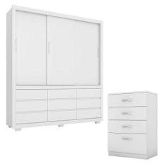 Imagem de Cômoda Astral e Guarda Roupa Casal Detroit Branco - Demóbile